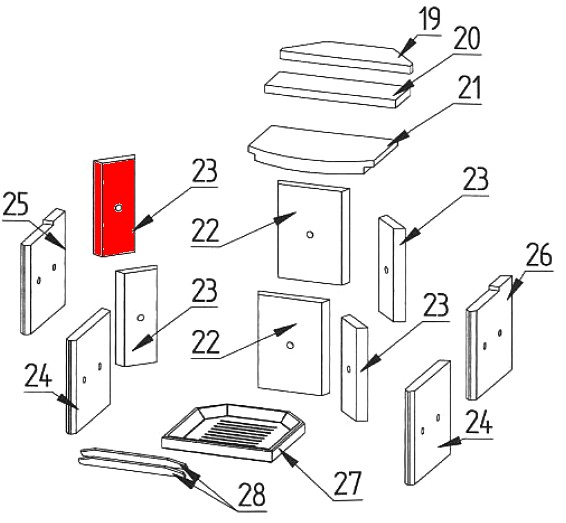 Fireplace Como Plus Seitenstein links oben hinten Brennraumstein