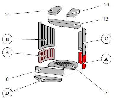 Haas+Sohn Ficus III 287.12 Seitenstein rechts unten Feuerraumstein