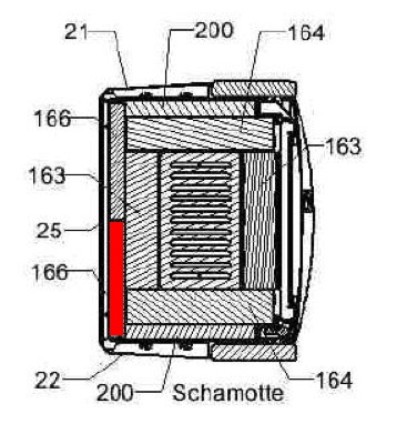 Haas+Sohn Andro 307.15 Pierre de paroi de fond à gauche pierre de la chambre de combustion