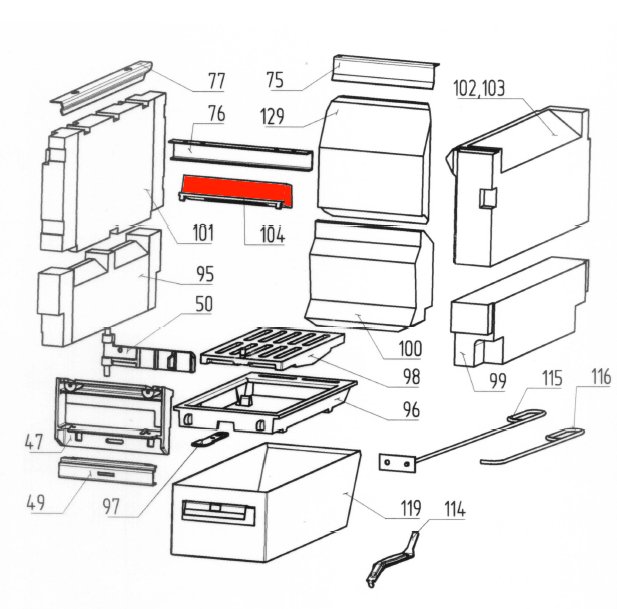 Wamsler K128 Ascherost Halterung oben Guss