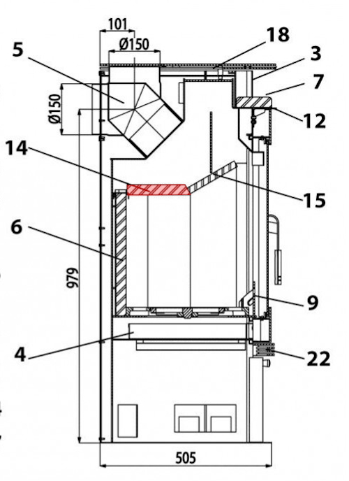 Haas+Sohn Harstad 216.15 Zugumlenkung hinten Brennraumstein