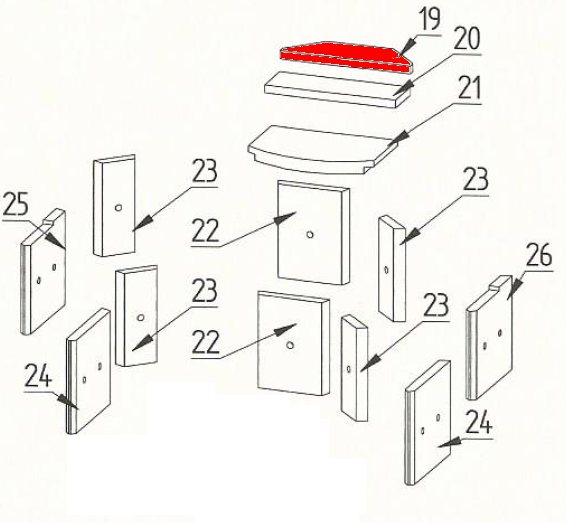 Fireplace Rouge Zugumlenkung oben Prallplatte