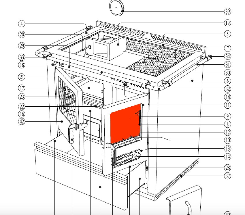 Wamsler K135F/A Sichtscheibe innen Heiztür