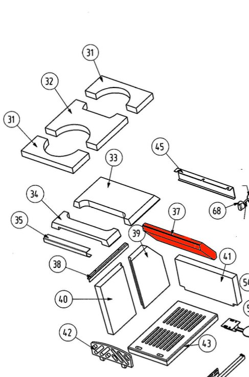 Wamsler W1-40 Rückwandstein oben Schamotte