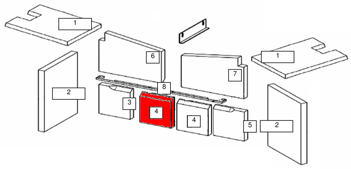 Wamsler Vision Rückwandstein mittig unten links Vermiculitestein