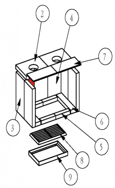 Eurotherm Rubin Rückwandstein links A Schamottestein